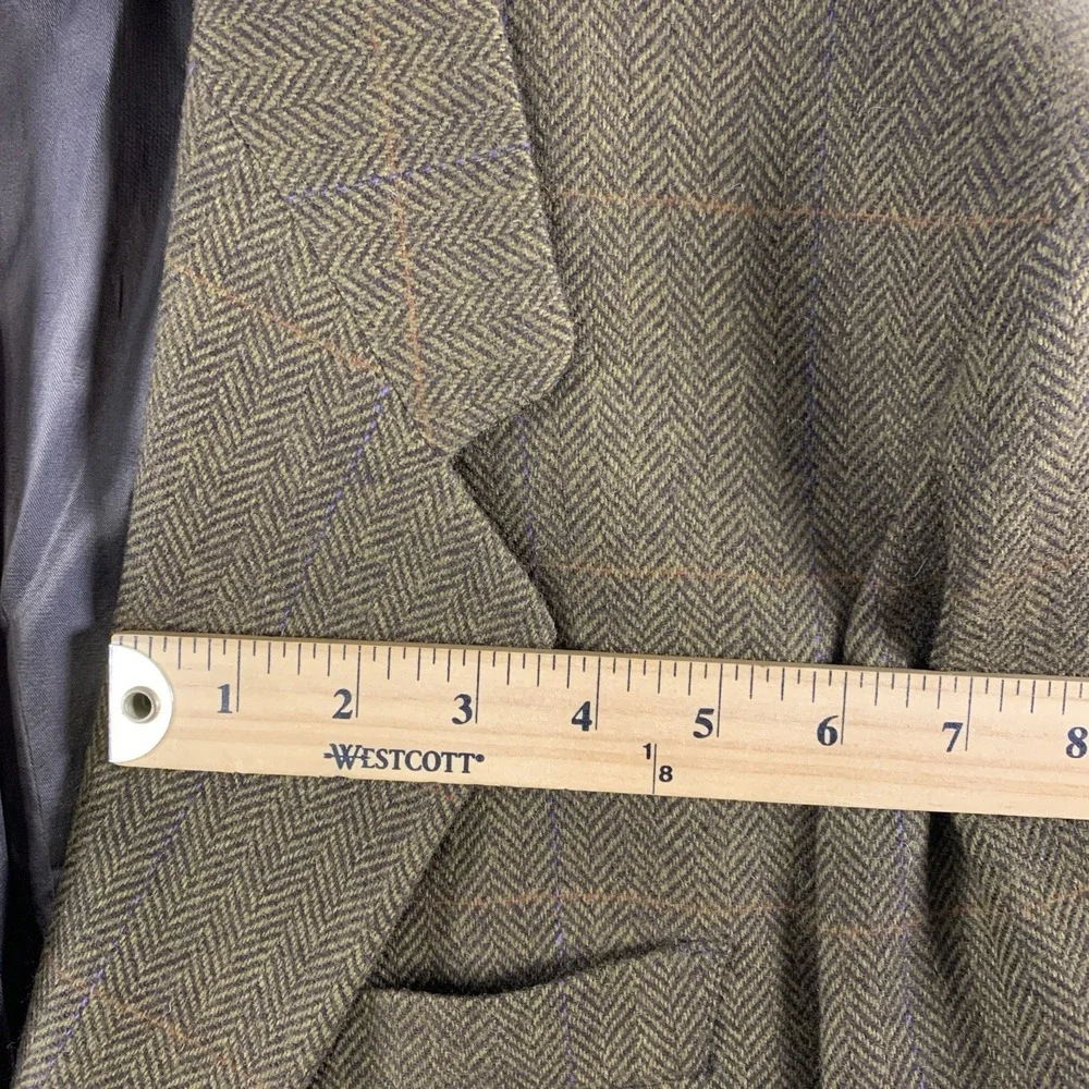 VTG 90s Banana Republic Mens Wool Herringbone Tweed Sport Coat Sz 44R Wide Lapel